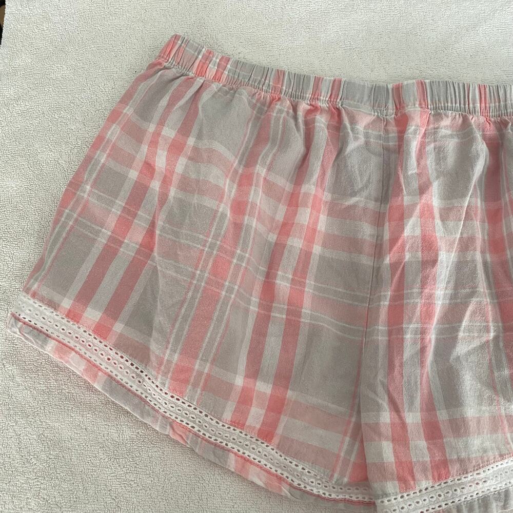 Love to Lounge Women's PJ Shorts size M Pink Gray Plaid - Picture 5 of 16